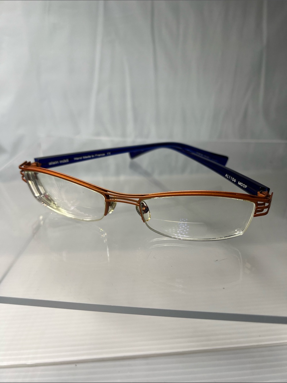 ALAIN MIKLI AL1106 M00P 53-18-135 ORANGE BLUE EYEGLASSES READER FRAMES